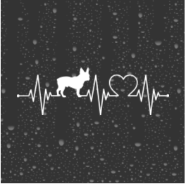 Frenchie Heartbeat Decal – Dog Lover Vinyl Sticker for Car, Laptop, or Water Bottle