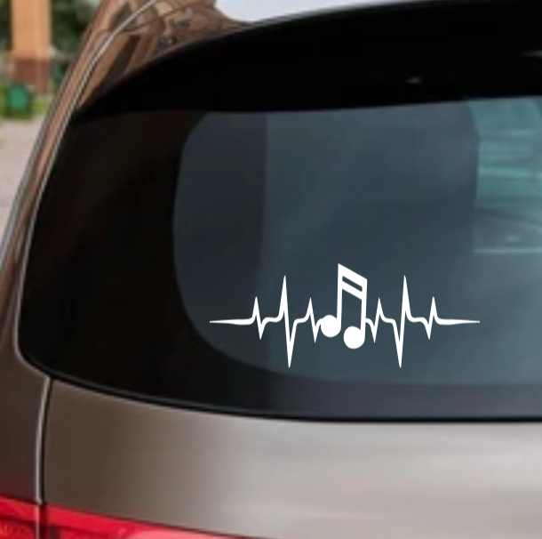 16th Note Music Decal – Glitter Vinyl Sticker for Car, Laptop, or Instrument Case