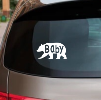 Baby Bear Decal – Glitter Vinyl Sticker for Car Window, Nursery, or Baby Shower Gift
