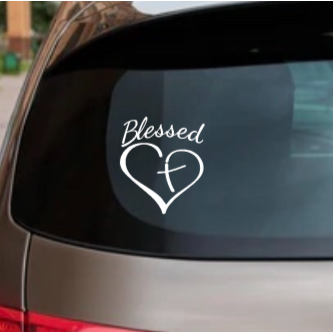 Blessed Heart Decal – Faith-Inspired Vinyl Sticker for Car, Laptop, or Tumbler