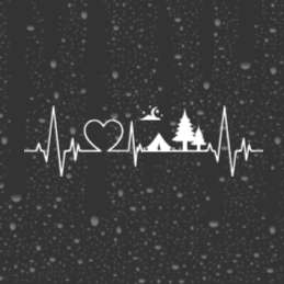 Camping Heartbeat Decal – Adventure Vinyl Sticker for Car, Camper, or Cooler
