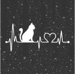 Cat Love Heartbeat Decal – Glitter Vinyl Sticker for Car, Laptop, or Pet Supplies