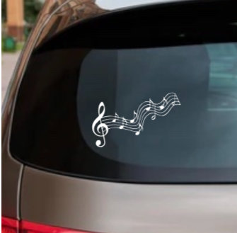 Clef Staff Wave Decal – Flowing Music Vinyl Sticker for Car, Laptop, or Instrument Case