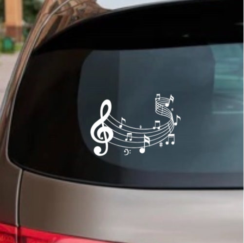Clef Staff Wave 2 Decal – Glitter Vinyl Music Sticker for Car Window, Laptop, or Music Binder