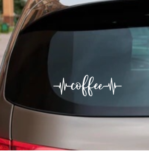 Coffee Decal – Metallic Vinyl Sticker for Mugs, Laptops, or Café Decor