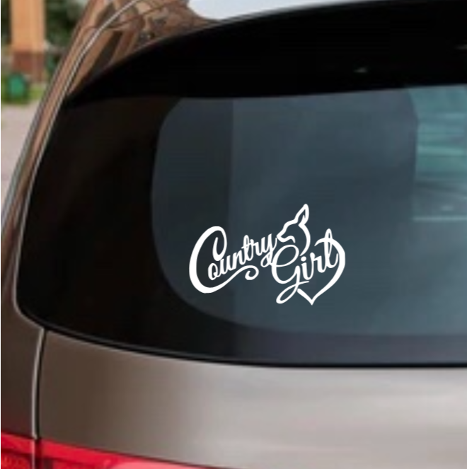 Country Girl Decal – Glitter Vinyl Sticker for Car, Tumbler, or Laptop
