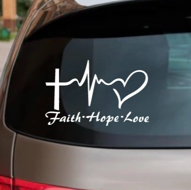 Faith Hope Love Decal – Inspirational Vinyl Sticker for Car, Laptop, or Water Bottle