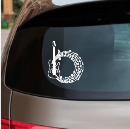 Guitar Music Decal – Glitter Vinyl Sticker for Car, Laptop, or Instrument Case
